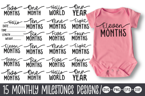 Baby Monthly Milestone SVG Bundle: Graphics for Crafts