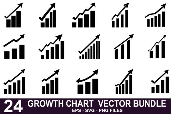Business Growth Chart Vector Bundle: Crafts & Graphics