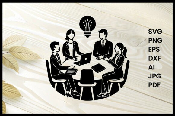 Business Team Brainstorming Vector: Graphics for Crafts