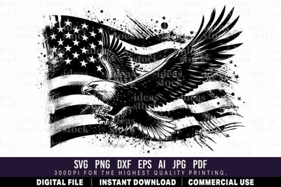 Eagle with USA Flag: Graphics for Crafts