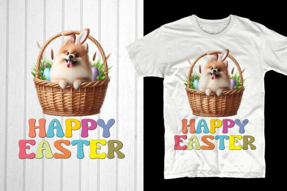 Easter Pomeranian Graphics for T-Shirt Designs