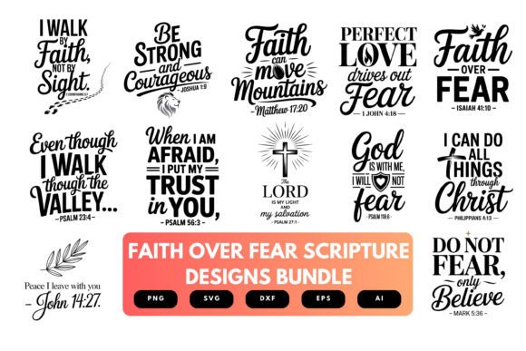 Faith over Fear SVG Bundle: Graphics for Crafts