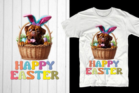 Happy Easter Bordeaux Dog Graphics for T-Shirt Designs