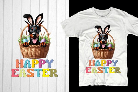 Happy Easter Dobermann Graphics for T-Shirt Designs