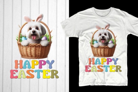 Happy Easter Maltese Dog Graphics for T-Shirt Designs